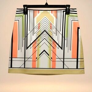Elie Tahari Size 2 Mini Retro Style Geometric Design Skirt EUC